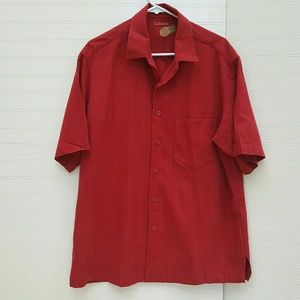 CARIBBEAN Pineapple L Red Silk mix button shirt